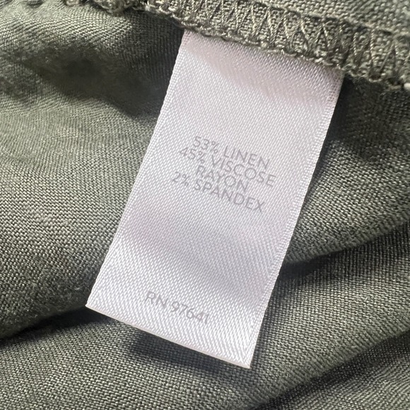J. Jill Linen Blend Stretch Pants Womens L Olive Green Casual Elastic Waist - Picture 5 of 6